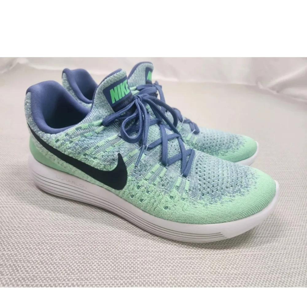 Nike Lunarepic Flyknit 2 Size 9.5 Running Shoes Sneaker 863780-403 Green Multi